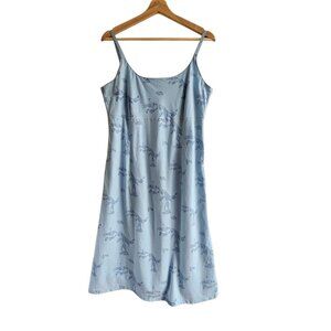 Organic Cotton Light Blue Sundress With Floral Patterns Womans Large Horny Toad